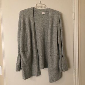 Grey bell sleeve cardigan sweater